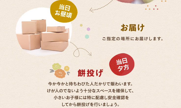 お届け・餅投げ